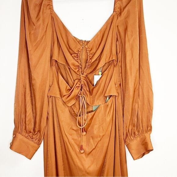 Farm Rio Caramel Cut Out Maxi Dress Size Large - Picture 3 of 8